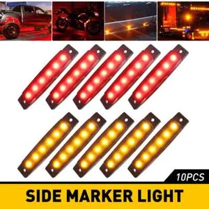 10x Marker Lights 6-LED Side Trailer Truck Clearance Amber Light Red Waterproof - Picture 1 of 17