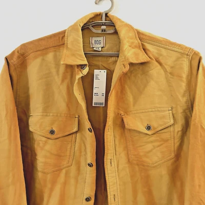 BDG Mens Heavy Flannel Shirt L Yellow NEW Shacket Oversized Sunwashed Chamois - Image 1 of 4