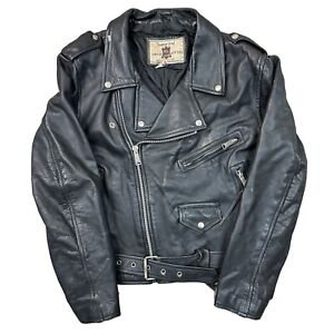 Vintage Real Leather Perfecto Jacket Padded Liner Biker Black Mens 42