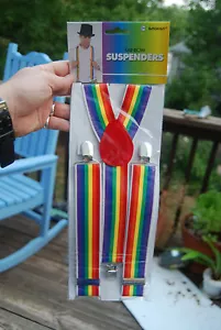 NEU IM PAKET 1,5" REGENBOGEN KOSTÜM HOSENTRÄGER Clown Pride Mork & Mindy - Bild 1 von 1