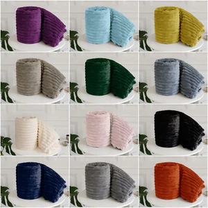 Chunky Cord Throws Ribbed Blankets Warm Cozy Fleece Sofa Bed Travel Throw Overs - Picture 1 of 25