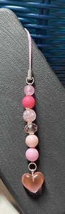 Bracelet de charme pour téléphone portable angle rose cœur amour BLING cadeau longe perlée - Photo 1 sur 2