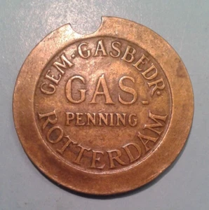 Netherlands GAS Penning ROTTERDAM Utility token1935 -55. RARE. - Bild 1 von 2