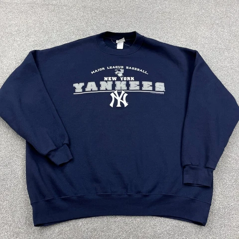 Vintage New York Yankees Sweatshirt Men 2XL XXL Blue  Crew Neck Sweater Y2K Lee Cover