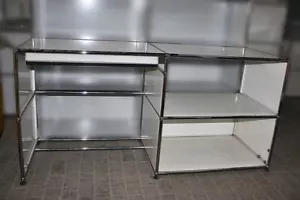 USM Haller Sekretär Schreibtisch 2 Fächer u. Ausziehplatte reinweiß Arbeitsplatz - Bild 1 von 1