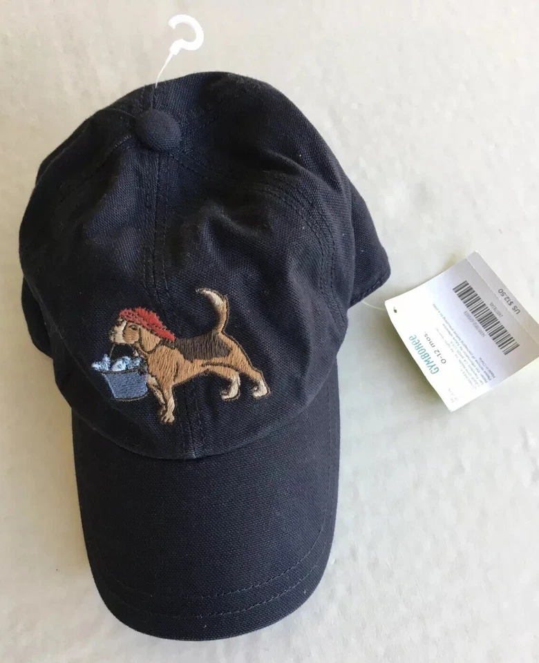 全新带标签 Gymboree Old Town Harbor 0-12 个月海军蓝渔夫狗棒球帽 — 第 1/1 张图片