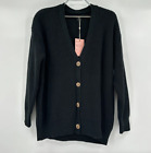 Quince Black Oversized Boyfriend Cardigan Sweater sz XS Women Organic Cotton NWT