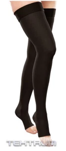 Tektrum Thigh High Firm Compression Medical Stockings 23-32mmHg- Open Toe, Black - Picture 1 of 4