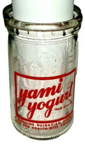 1950`s Yami Yogurt Bulgarian cultured milk ,Glass Jar ,Beverly Hills,Calif - Picture 1 of 4