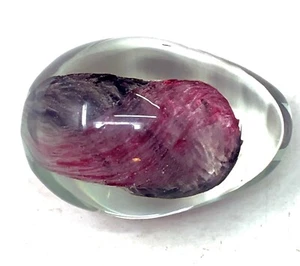 Hand Blown Glass Egg Shape purple and red Paperweight iridescent unbranded - Picture 1 of 9