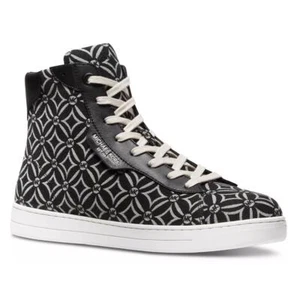 MICHAEL KORS Men's Keating Diamond Print High-Top Sneaker Black/Cream 9.5 - Picture 1 of 8