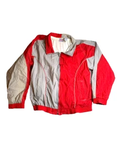 Vintage Athletic Works Jacke Erwachsene Medium rot Windbreaker durchgehender Reißverschluss Outdoor Herren - Bild 1 von 9