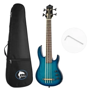 Batking Ukulele Electric Bass Uke Aquila String F/Italy EADG Ash Wood Body W/BAG - Picture 1 of 12