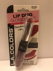LA Colors Lip Gloss Lipstick Duo Moisturizes Lips With Color and High Shine - Picture 1 of 2