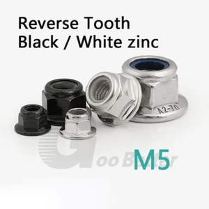 Tuerca hexagonal métrica con inserción de nailon de zinc blanco y negro con brida izquierda M5 - Imagen 1 de 11