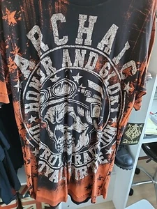 Archaic t shirt mens Orange Large, new With Tags, Stars & stripes - Picture 1 of 7