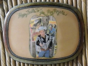 Póster vintage de la película del programa de televisión Roy Rogers con hebilla de cinturón Happy Trails Pacifica de los años 70 - Imagen 1 de 4
