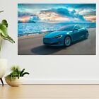 Tesla Car In Front On A Beach 3d View Wall Sticker Poster Decal A442