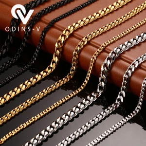 Mens Womens Chain Silver Gold Black Stainless Steel Cuban Link Chunky Necklace - Picture 1 of 33