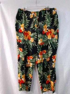 White Stag Pants Lounge Casual Hawaiian Flowers Colorful Drawstring Waist XLP - Image 1 of 4