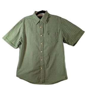 Camisa TIMBERLAND Para Hombre Verde A Cuadros Abotonada Manga Corta 100% Algodón Talla M - Imagen 1 de 6