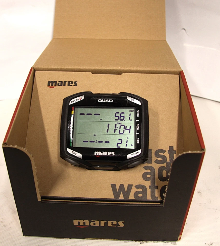 MARES Quad Tauchcomputer all black gebraucht in OVP mit Schutztasche - Bild 1 von 4