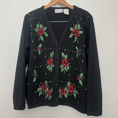 Suéter Vintage Navidad Ediciones Básicas Para Mujer Mediano Negro Bordado con Cuentas Foto 1 de 4