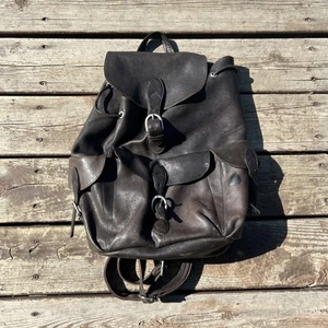 Vintage London Fog Braun Leder Rucksack Camping Reise Handgepäck Tasche Backpack - Bild 1 von 9