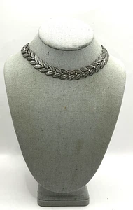 DD5 Vintage Danecraft Sterling Silver Leaf Link Necklace - Picture 1 of 5