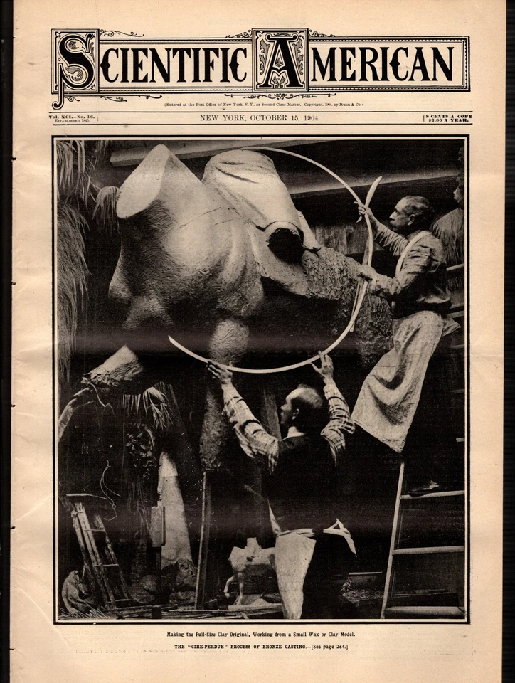 1904 Scientific American October 15 - Bronze casting; Diving horse; suspension - Image 1 of 1