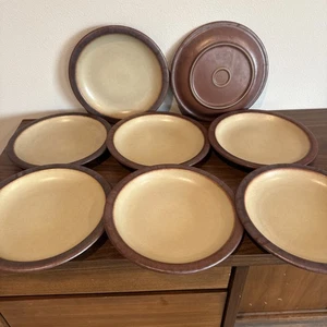 Vintage Heath Ceramics Luncheon Plates 9 3/8" Rim Line Mojave Glaze Set Of 8!! - Picture 1 of 10