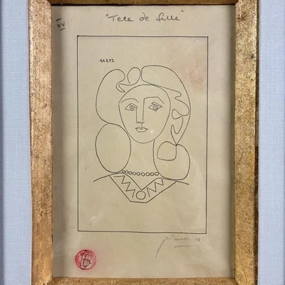 Pablo Picasso "La femme au collier" lithograph, estate stamp, framed with box - Image 1 of 4