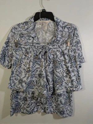 Conjunto de 2 pijamas y pantalones cortos azules florales de manga corta con botones XL de Lucky Brand Foto 1 de 4