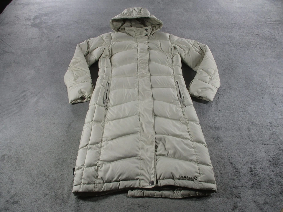 Abrigo acolchado Merrell para mujer XS gris largo con capucha Parka chaqueta cálido invierno Foto 1 de 4