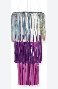 Dazzling Sparkle Fringe Chandelier Decoration 12” Foil Tinsel Pink Silver Purple - Picture 1 of 2