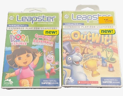 Lote de 2 juegos Leapster - ¡Outwit! Dora la Exploradora ~ Aventura de Camping - SELLADA Foto 1 de 4