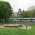 Photo 6x4 Sculpture by the railway This little green space is next to the c2019