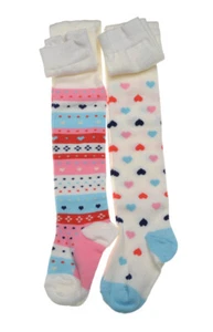 2 pairs of Girls tights - Hearts Design Fashion tights - Picture 1 of 1