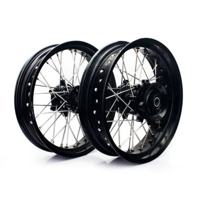 数控 Supermoto 车轮套件 适用于铃木 DR650 DR 650 L 17" Cush Drive 96/2022 黑色 — 第 1/4 张图片