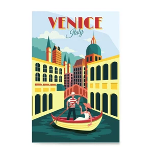 EzPosterPrints - Retro World Famous City Posters - Retro Travel, Venice, Italy - Picture 1 of 12