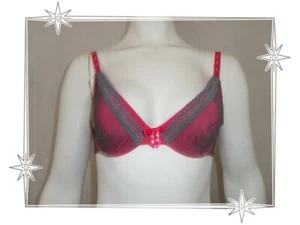 Magnifique Soutien Gorge Fuchsia Taupe Dentelle Strass Collection U 90 C - Imagen 1 de 6