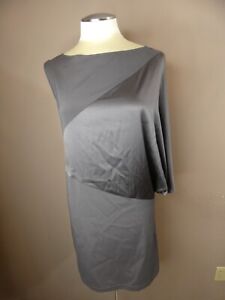 Ramy Brook Women's XS Silk Blend Grey Silver Mini Dress One Sleeve Boatneck