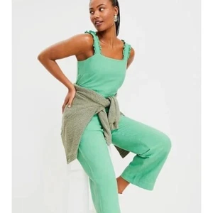 Ann Taylor LOFT Ruffle Strap Square Neck Jumpsuit 0 - Picture 1 of 3