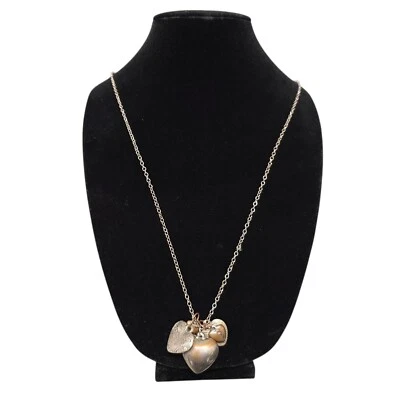 AEO Heart Charm Necklace Silver Tone Chain Pendant Jewelry Gift Women Tarnished - Image 1 of 4
