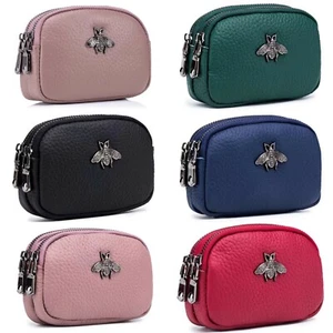 Carina borsa per monete ape doppia cerniera in pelle, porta carte borsa per monete con borsa regalo - Foto 1 di 22