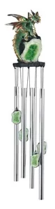 Round Top Dragon on Green Crystal Wind Chime 23 Inch - Picture 1 of 1