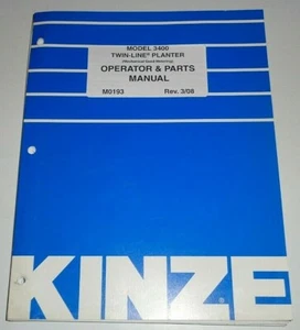 Kinze 3400 Planter Operators & Parts Manual 3/08 OEM! (Mechanical Seed Metering) - Picture 1 of 6