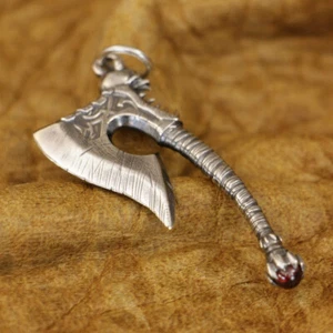 925 Sterling Silver Hellscream Axe Gorehowl Pendant Punk Jewellery TA404C - Picture 1 of 16