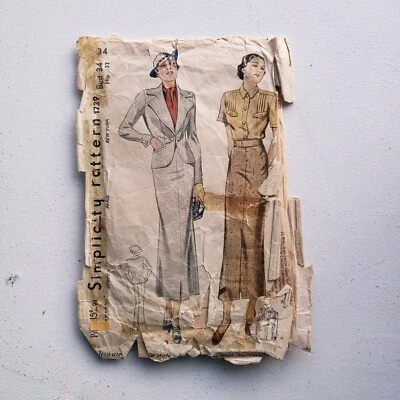 1930s Vintage Simplicity 1739 Skirt Jacket Blouse Set Sewing Pattern - Image 1 of 2