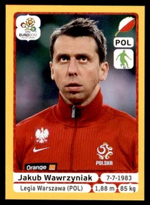 Panini Euro 2012 (Swiss Platinum Edition) Jakub Wawrzyniak (Poland) No. 63